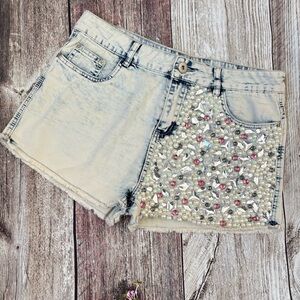 Blue Jean Shorts  half Blinged
